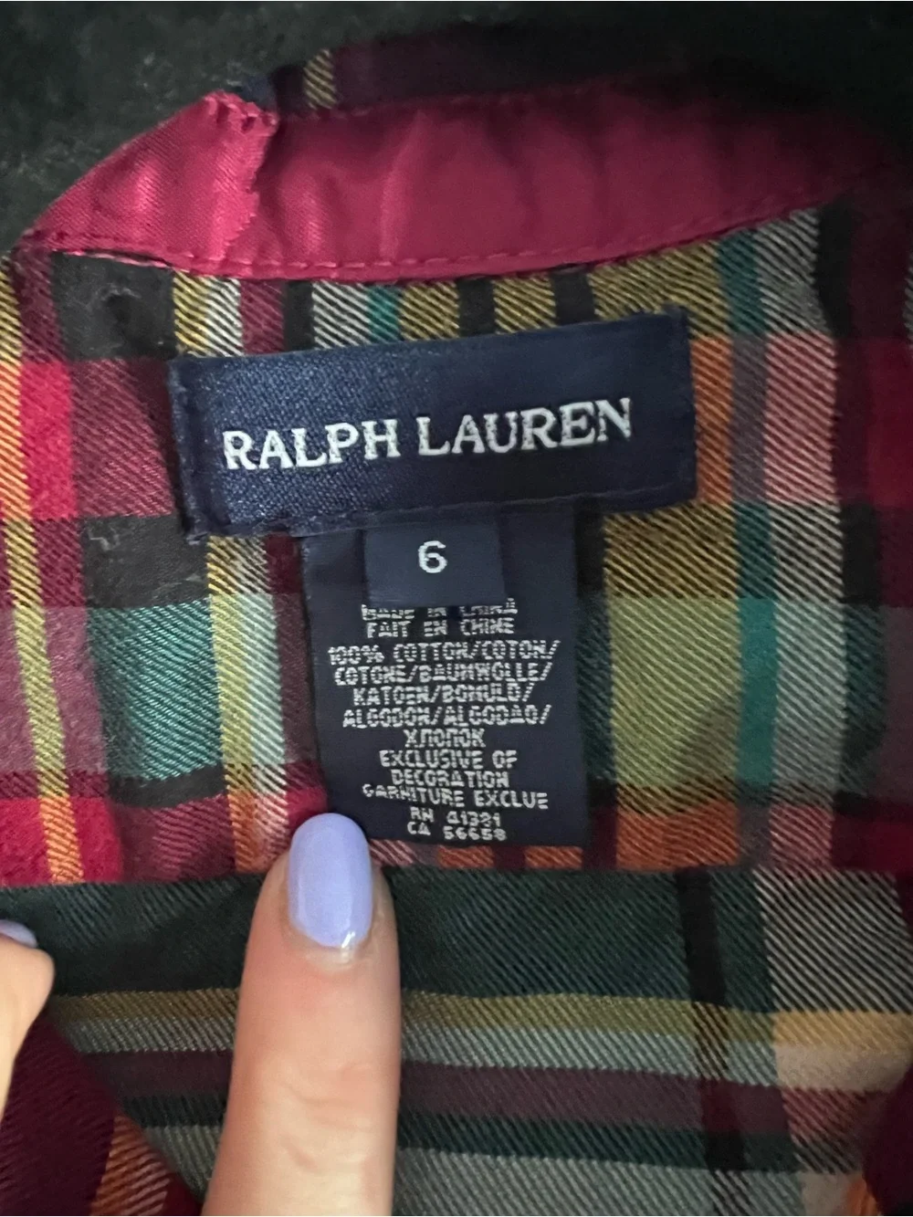 Ralph Lauren Red and Green Plaid Long-Sleeve Shirt Dress